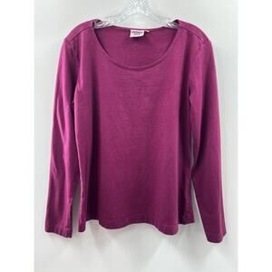 Johnny Was Women’s 3/4 Sleeve Plain Cotton Tee Purple Large Vintage Made In USA